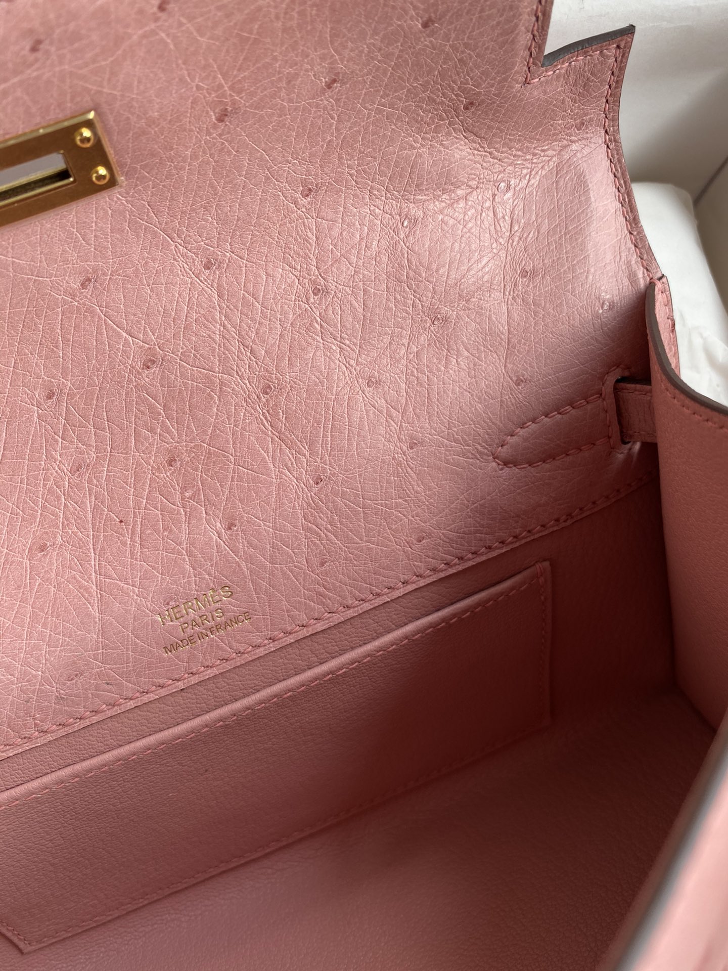 Hermes Mini Kelly Pochette 22cm Bag In Pink Ostrich Leather